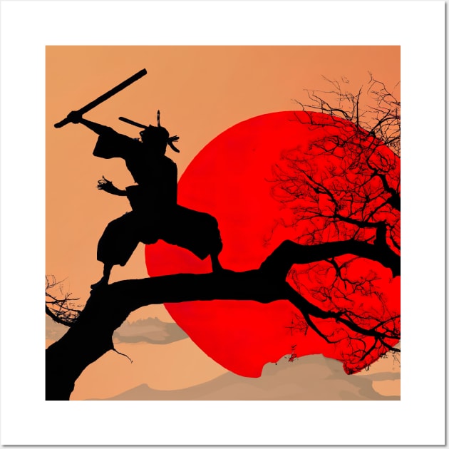 Kenjutsu Sword Digital Japanese Art Wall Art by chi8chu